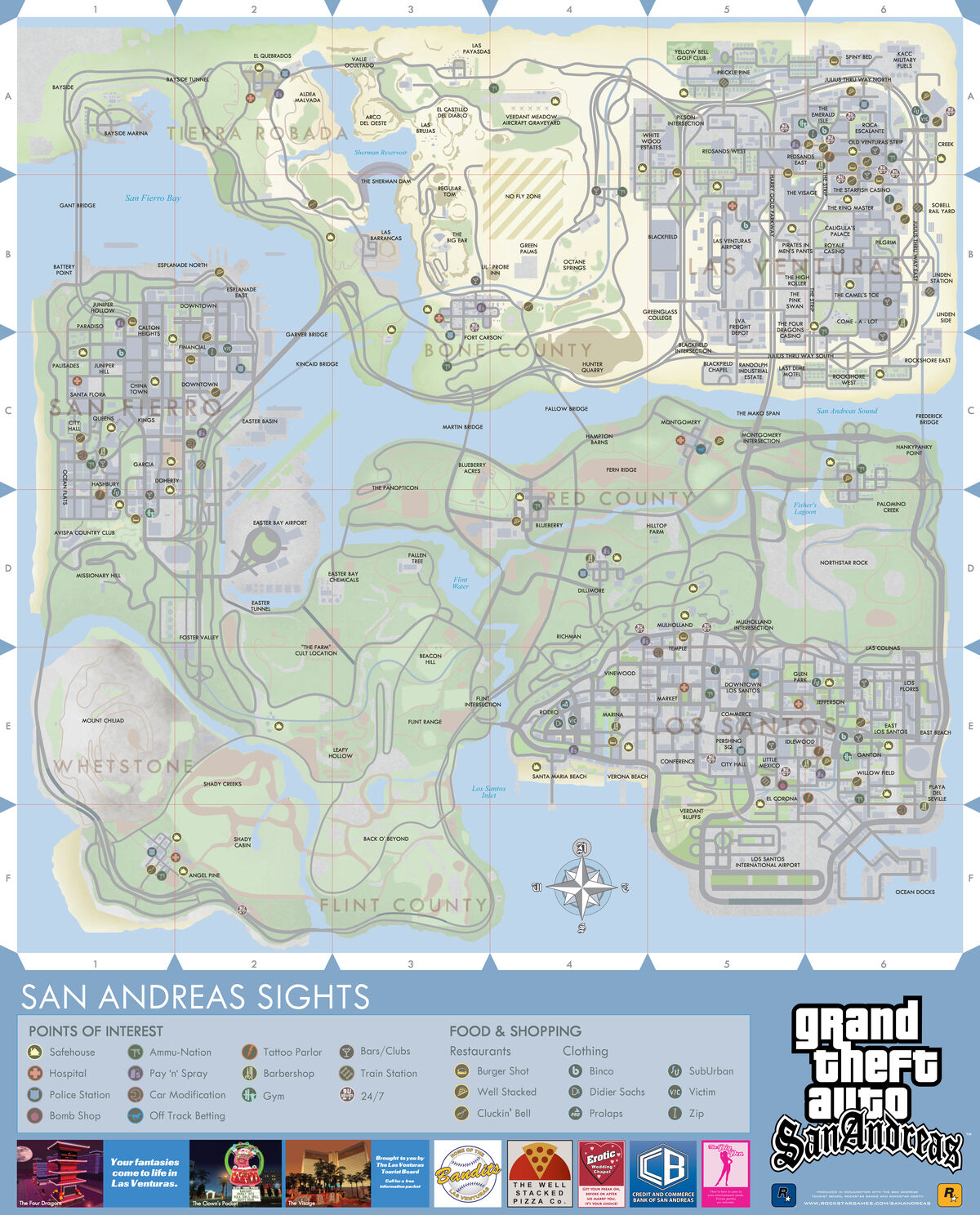 GTA 6 map 4 ville pare los santos + san fierro & las venturas vice city.