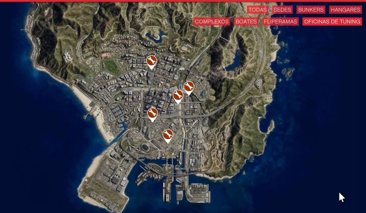 GTA 5 mapas com todos os símbolos