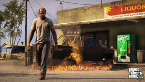 Trevor-GTAV-BurningCar.jpg (65 КБ) Тревор поджигает Rebel