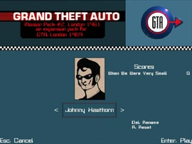 Джонни Хоторн в меню выбора персонажа (GTA London 1961)