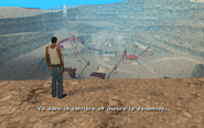 Consigne donnée à Carl Johnson devant la Hunter Quarry durant la mission dans GTA San Andreas.