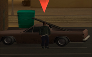 Ryder sortant de sa Picador à Angel Pine durant la mission dans GTA San Andreas.