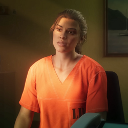 Lucia apparaissant dans une prison lors du premier trailer.