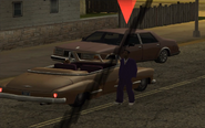 Jizzy B. sortant de sa Broadway à Angel Pine durant la mission dans GTA San Andreas.