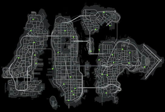 O mapa de carros em GTA 5