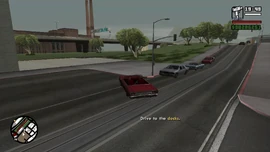 CJ driving to the docks in Easter Basin.