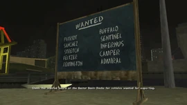 Vehicles wanted for export are listed on the wanted board at Easter Basin.