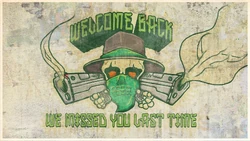 The "welcome back" mural.