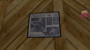 "Vercetti To Die" newspaper headline found inside Marco's Bistro.