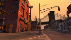 Early morning view of the moon in GTA IV.