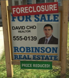 A realtor sign with a front view of David Cho.