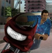 Tommy Vercetti riding a PCJ-600.