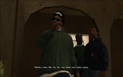 CJ sarcastically thanks him and then asks him to really tell what he thinks.