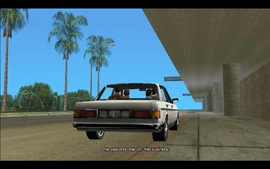 The men drive to the meeting spot in Viceport.