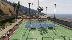 Rooftop view of the several tennis courts.