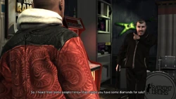 After stealing the diamonds from the deal in The Libertonian museum, Bulgarin somehow got information that Luis has some diamonds for sale.