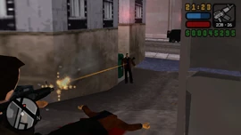 Killing the last Sindacco in the alley. More Sindaccos arrive in a black van across the road.
