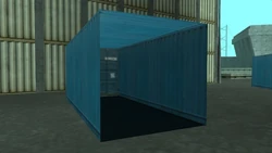 An open shipping container