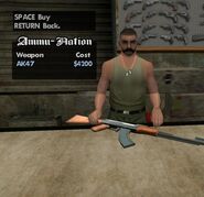 Buying an Assault Rifle in Grand Theft Auto: San Andreas.