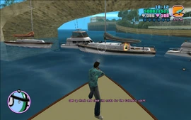 Tommy clearing the path for Cortez's yacht.