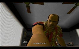 It is revealed that Diaz is raging at his VCR set.