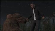 Franklin confronting the Sasquatch.