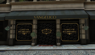 Vangelico entrance closed after being robbed (closed night view).