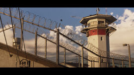 Exterior shot of the prison.