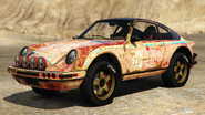 A Comet Safari with a Redwood Rusty livery in Grand Theft Auto Online. (Rear quarter view)