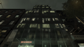 View from the bottom of the building in The Ballad of Gay Tony.