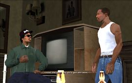 Ryder says that the cops have raided Grove Street and they don't have any guns now.