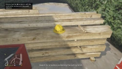 Putting on a hard hat to blend in with the construction workers and help avoid detection