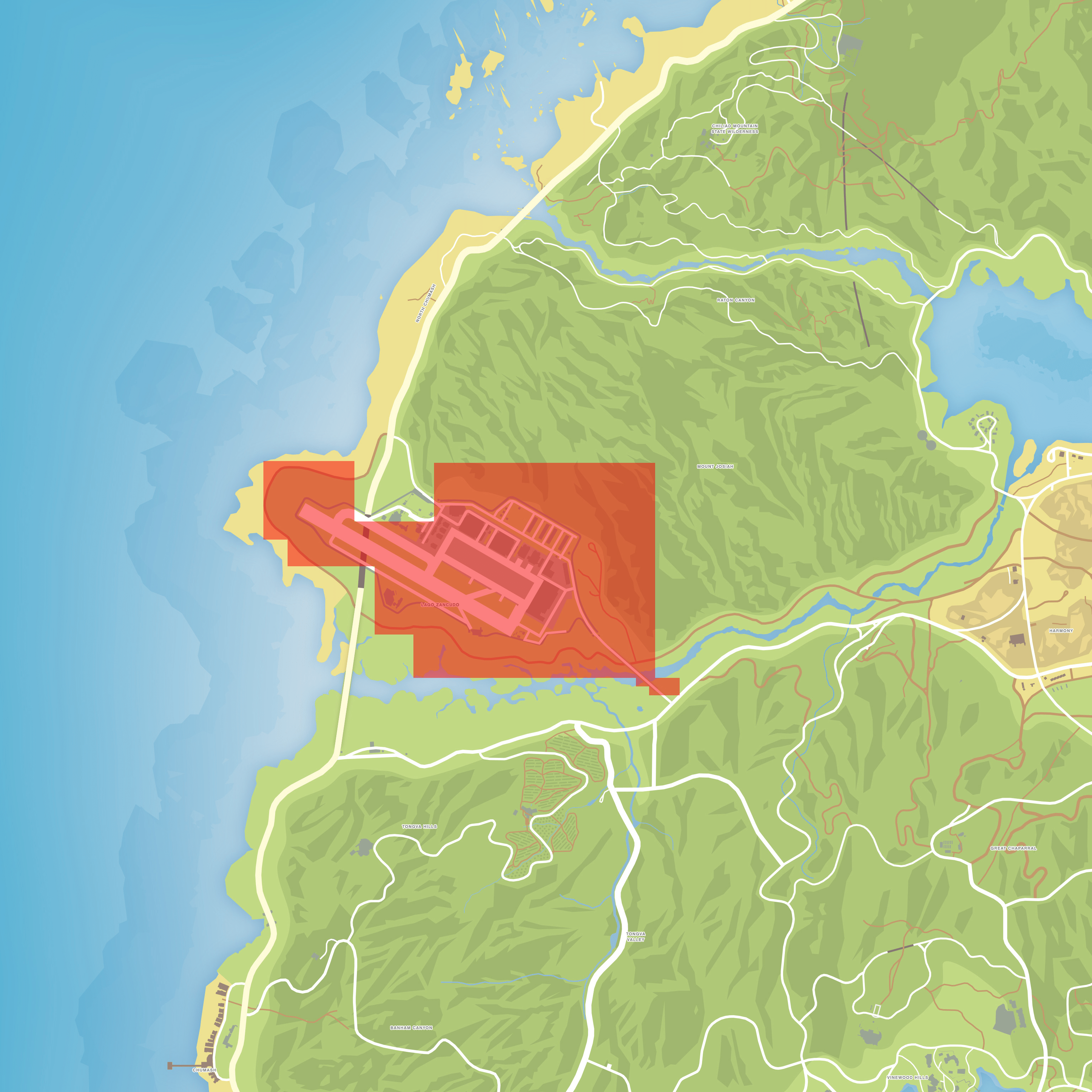 Physical Location Map of Los Santos