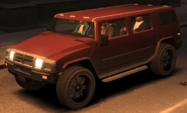 Patriot-GTA4-Dwayne'sbackup-front.jpg (207 KB) A red Patriot which the player's backup from Dwayne Forge may arrive in. Two members of the backup and the player are pictured as occupants.