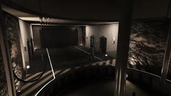 The elevator used to lift the prize cars to the podium