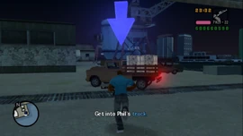 Get into Phil's truck.