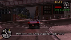 Toni hears Salvatore's muffled voice from inside the trunk and tells him not to worry as he's driving back to his mansion.