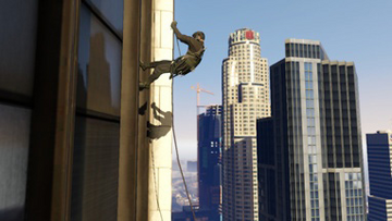 A screenshot taken during the“By the Book” mission Rockstar North