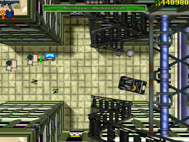 The protagonist about to kill the last goon.