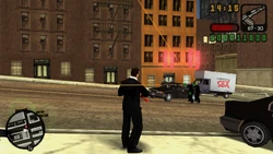 Killing the last group of hitmen armed with AKs.