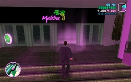Tommy entering the Malibu.
