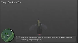 Using the boat's sonar to find the shipment.