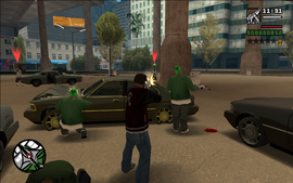 Grove Street Families fighting the Ballas.