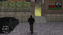 Delivering the camera to Mrs Cipriani's restaurant.