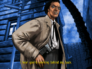 Samuel Deever confronts the GTA Protagonist in the ending sequence for Bent Cop Blues.