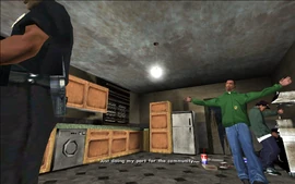 CJ also responds sarcastically and says that he's just doing his part for the community.