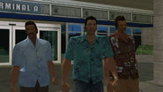 Tommy's arrival in Vice City, along with Harry and Lee.