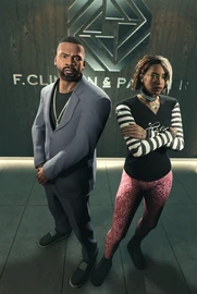Official Entry Screen screenshot of F. Clinton and Partner, featuring Imani and Franklin.