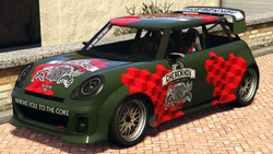 An Issi Sport with a Cherenkov Strawberry livery in Grand Theft Auto Online.
