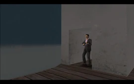 After getting the information he needs, Tommy walks out of the cabin.